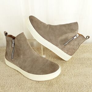 Sofft Taupe Suede Zip-Accent Ankle Sneakers